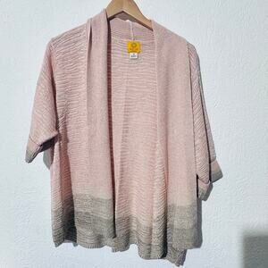 Ruby Rd. Women's Pink and Gray Open Front Cardigan